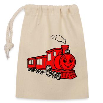 Train children - Closable cotton gift bag (14x20cm) - nature - Front