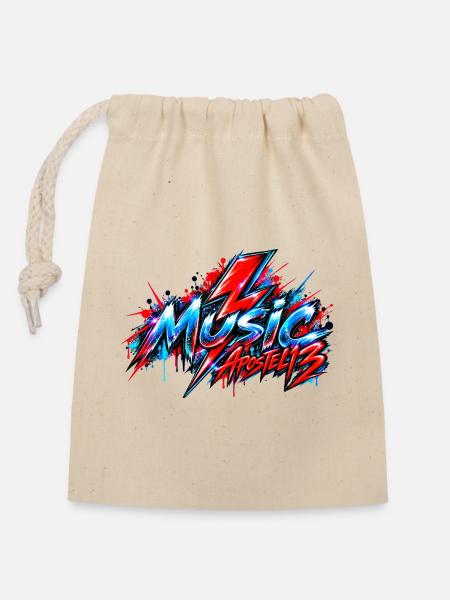 Music – Retro Lightning Bolt Design - Verschließbarer Geschenkbeutel aus Baumwolle (14x20cm) - Natur
