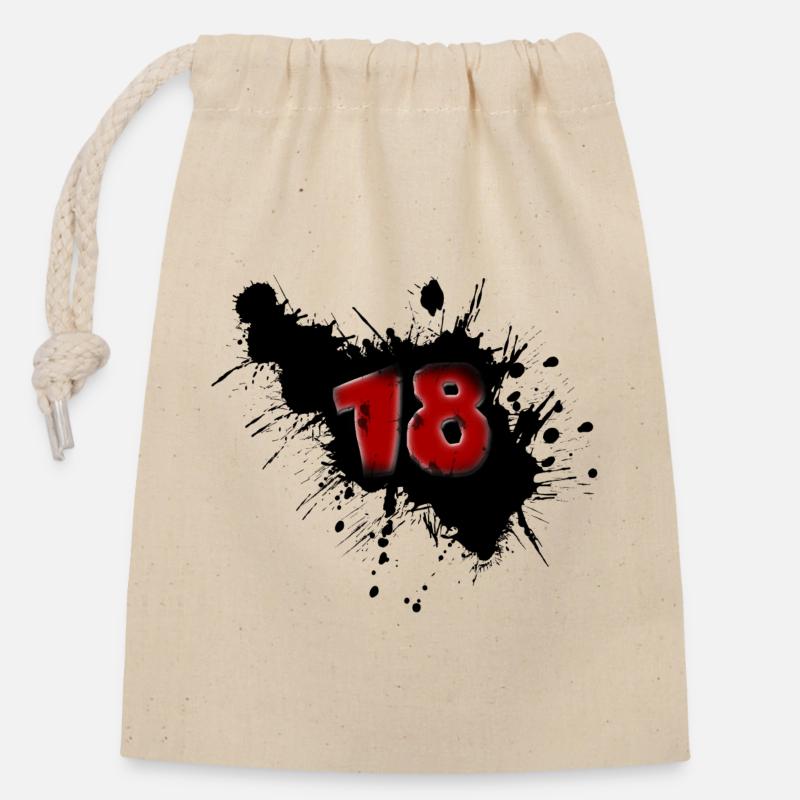 18th birthday - Closable cotton gift bag (14x20cm) - nature
