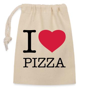 J’ADORE LA PIZZA - Sac cadeau en coton avec cordon (14 x 20 cm) - nature - Devant