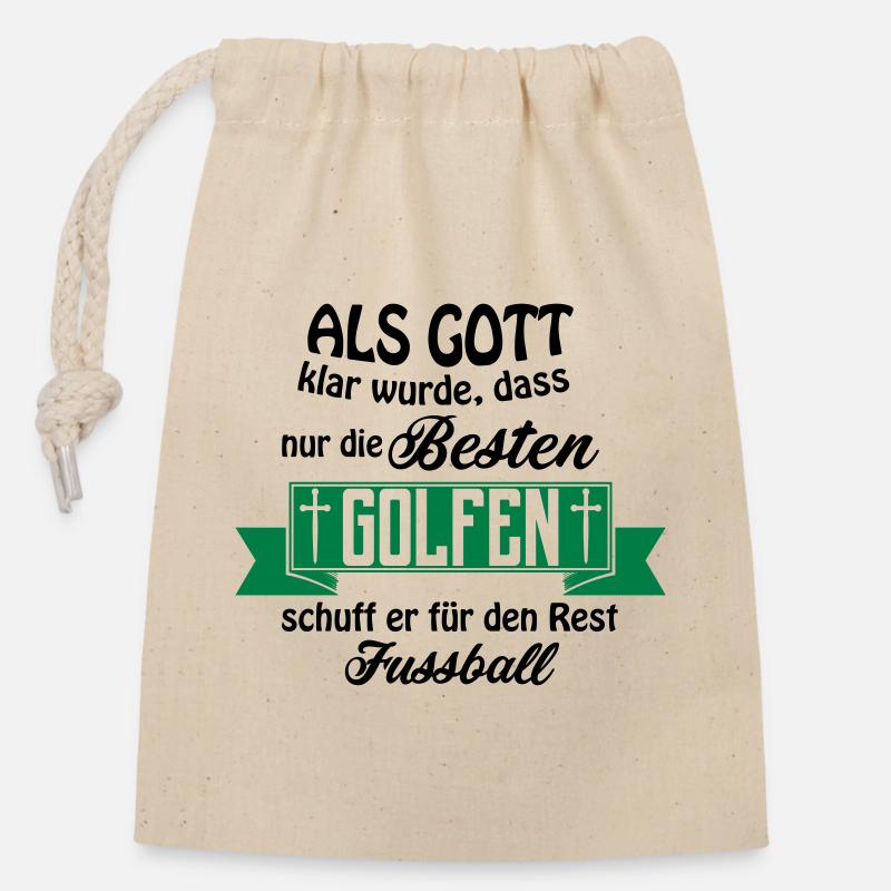 Als Gott Golfen Fussball - Verschließbarer Geschenkbeutel aus Baumwolle (14x20cm) - Natur