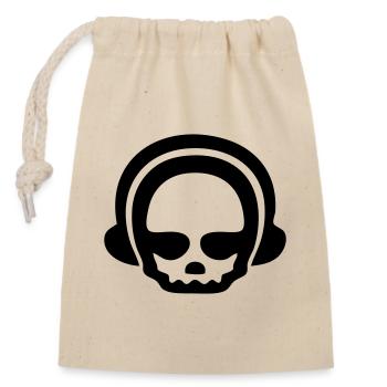 Casque crâne 1Clr - Sac cadeau en coton avec cordon (14 x 20 cm) - nature - Devant