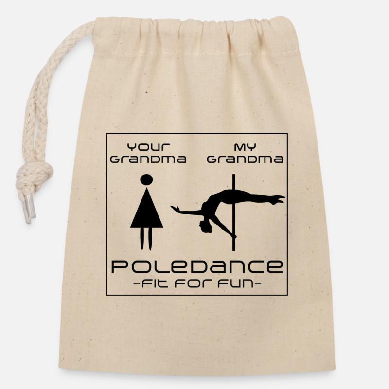 Mamie de la pole dance : En forme pour s’amuser - Sac cadeau en coton avec cordon (14 x 20 cm) - nature