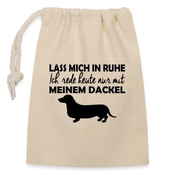 Dachshund - Dog - Leave me alone! - Closable cotton gift bag (14x20cm) - nature - Front