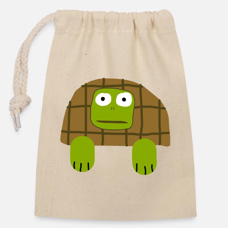 Ugly Turtle - Sac cadeau en coton avec cordon (14 x 20 cm) - nature
