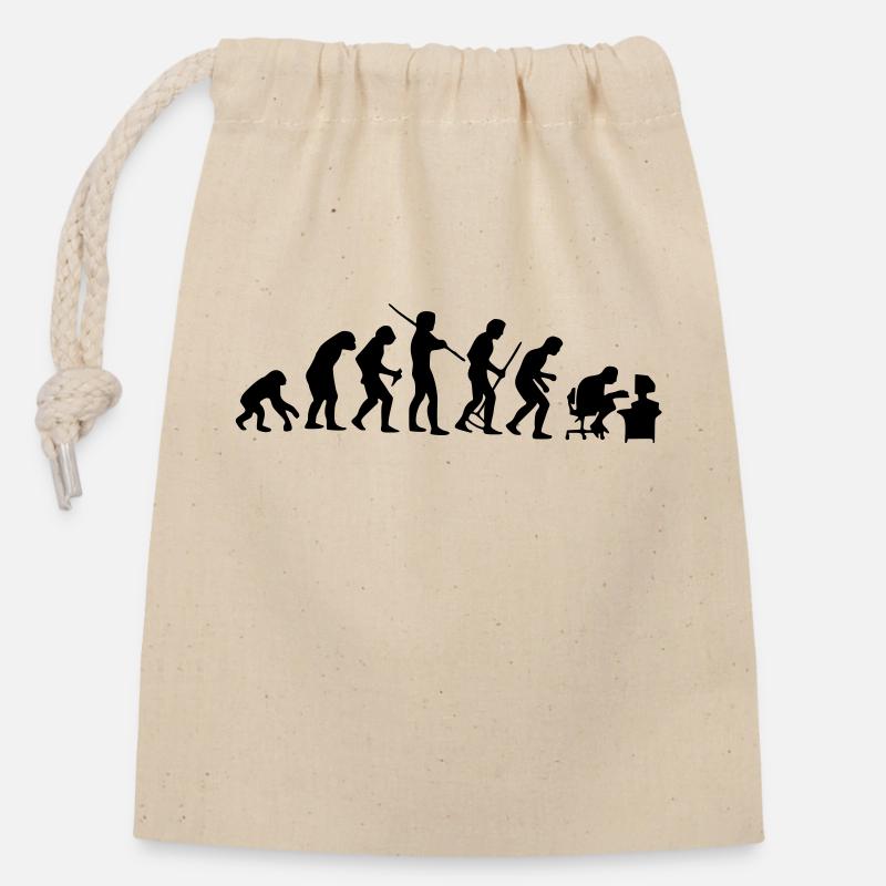 evolution - Closable cotton gift bag (14x20cm) - nature