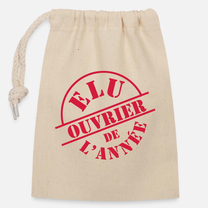 Ouvrier - Sac cadeau en coton avec cordon (14 x 20 cm) - nature