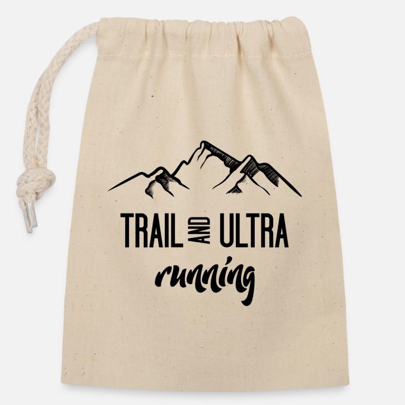 Trail Running und Ultra Running - Verschließbarer Geschenkbeutel aus Baumwolle (14x20cm) - Natur