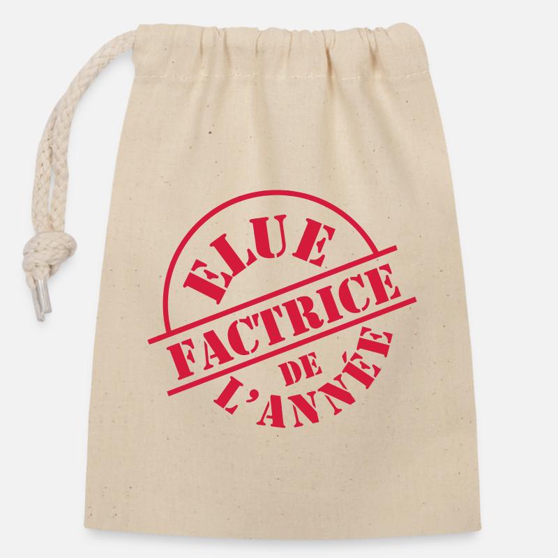 Factrice - Sac cadeau en coton avec cordon (14 x 20 cm) - nature