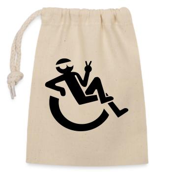 Image d’un utilisateur de fauteuil roulant détendu # - Sac cadeau en coton avec cordon (14 x 20 cm) - nature - Devant