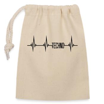 Heartbeat pulse techno - Closable cotton gift bag (14x20cm) - nature - Front