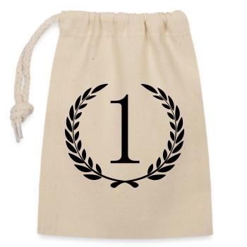 Winner wreath laurel wreath around first number 1 - Closable cotton gift bag (14x20cm) - nature - Front