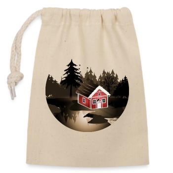 small swedish house at the edge of the forest in sepia - Closable cotton gift bag (14x20cm) - nature - Front