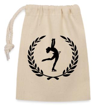 Sportpreis Lorbeerkranz Eiskunstlauf - Verschließbarer Geschenkbeutel aus Baumwolle (14x20cm) - Natur - Vorne