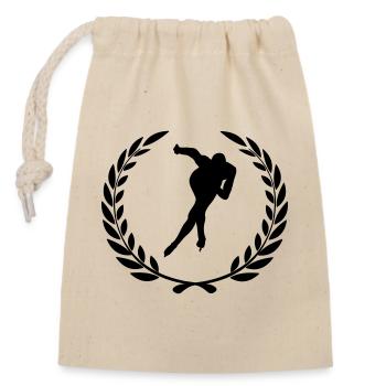 Sportpreis Lorbeerkranz Lorbeerkranz Schlittschuhlaufen - Verschließbarer Geschenkbeutel aus Baumwolle (14x20cm) - Natur - Vorne
