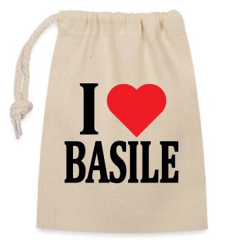 T-Shirt Ich liebe Basile T-Shirt Geschenkidee - Verschließbarer Geschenkbeutel aus Baumwolle (14x20cm) - Natur - Vorne