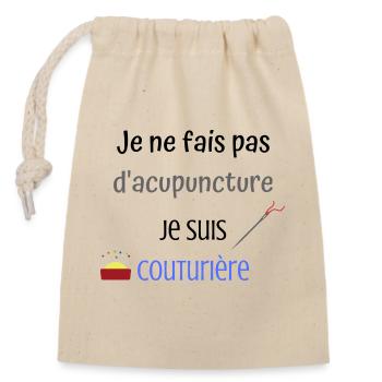 Je ne fais pas d'acupuncture je suis couturière - Sac cadeau en coton avec cordon (14 x 20 cm) - nature - Devant
