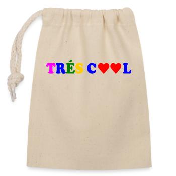 Trés cool - Sac cadeau en coton avec cordon (14 x 20 cm) - nature - Devant