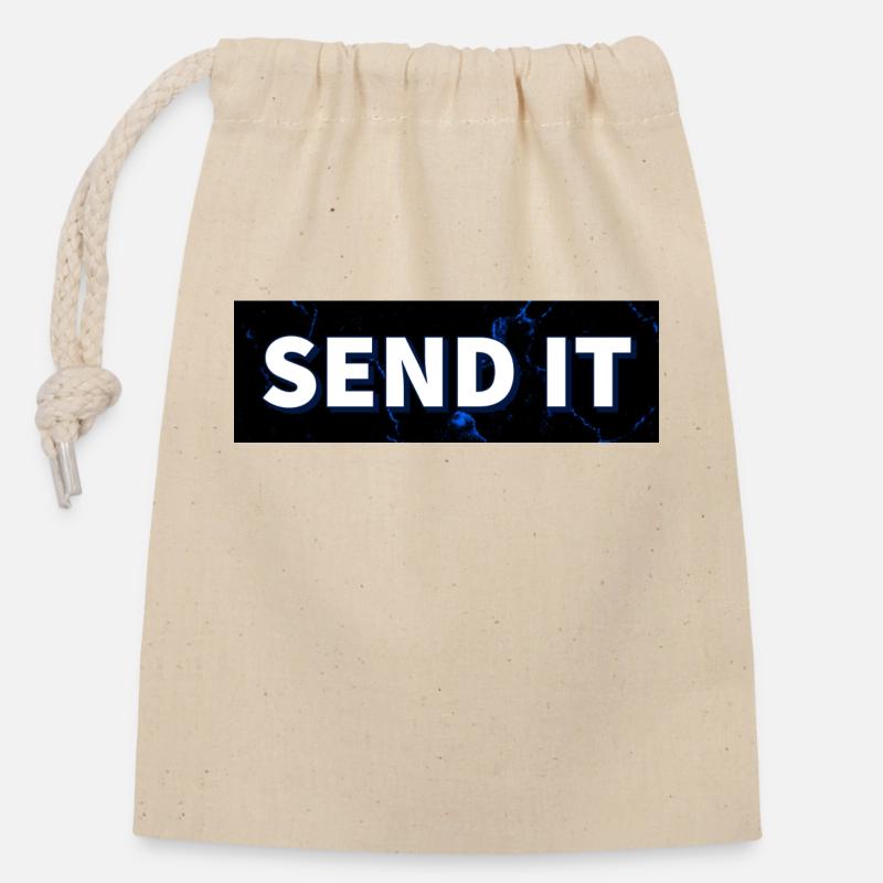 SEND IT Boxlogo - Verschließbarer Geschenkbeutel aus Baumwolle (14x20cm) - Natur