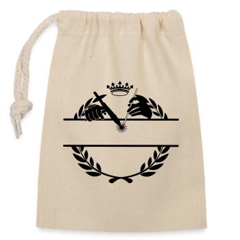 Welder logo transparent with laurel wreath crown - Closable cotton gift bag (14x20cm) - nature - Front