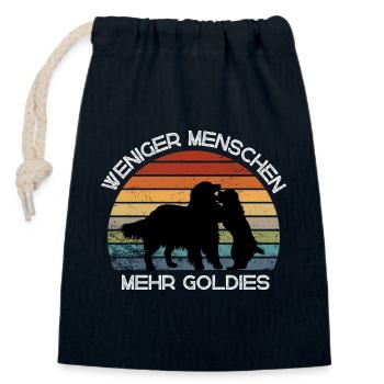 Weniger Menschen, mehr Goldies - Verschließbarer Geschenkbeutel aus Baumwolle (14x20cm) - Navy - Vorne