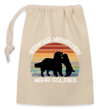 Weniger Menschen, mehr Goldies - Verschließbarer Geschenkbeutel aus Baumwolle (14x20cm) - Natur - Vorne