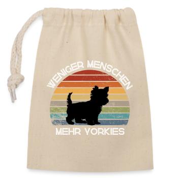 Weniger Menschen, mehr Yorkies - Verschließbarer Geschenkbeutel aus Baumwolle (14x20cm) - Natur - Vorne