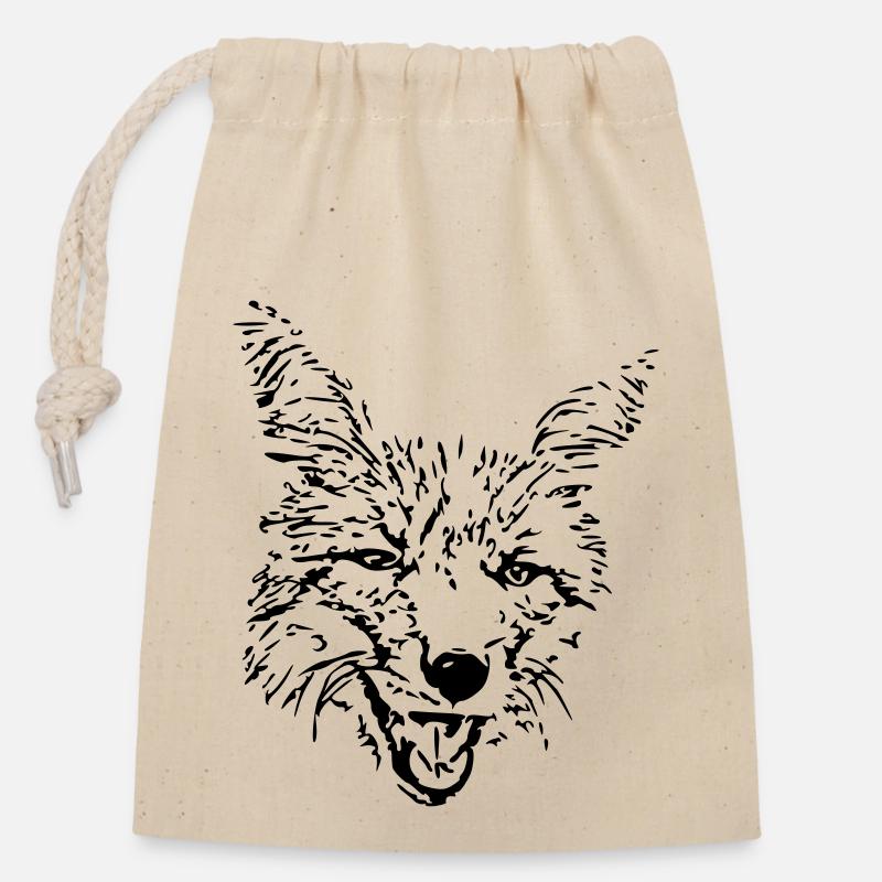 Renard effronté - Sac cadeau en coton avec cordon (14 x 20 cm) - nature