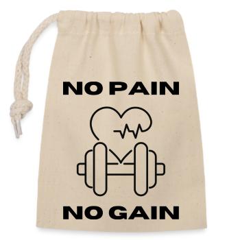 No Pain No Gain - Verschließbarer Geschenkbeutel aus Baumwolle (14x20cm) - Natur - Vorne