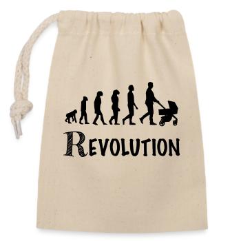 Revolution Daddy Kinderwagen Geburt - Verschließbarer Geschenkbeutel aus Baumwolle (14x20cm) - Natur - Vorne