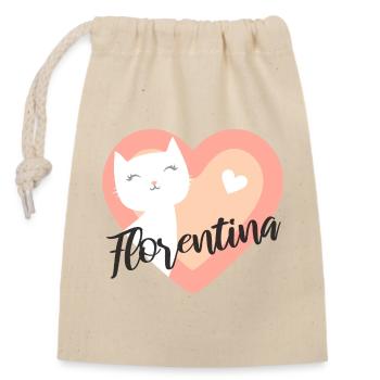 Florentina Surname First Name Kitten - Closable cotton gift bag (14x20cm) - nature - Front