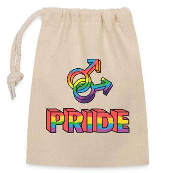Gay Pride Regenbogen - Verschließbarer Geschenkbeutel aus Baumwolle (14x20cm) - Natur - Vorne