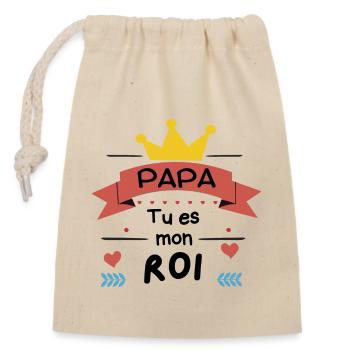 Papa tu es mon roi - Sac cadeau en coton avec cordon (14 x 20 cm) - nature - Devant
