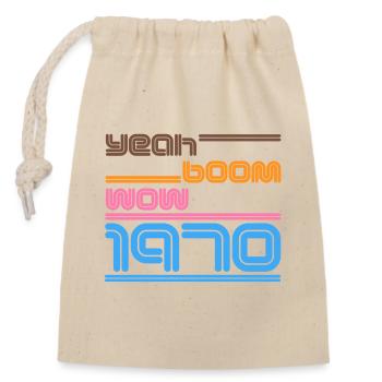 Year of birth Shirt Retro yes Boom Wow 1970 - Closable cotton gift bag (14x20cm) - nature - Front