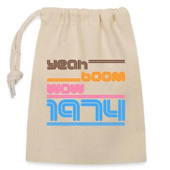 Vintage 1974 Shirt Retro yes Boom Wow - Closable cotton gift bag (14x20cm) - nature - Front