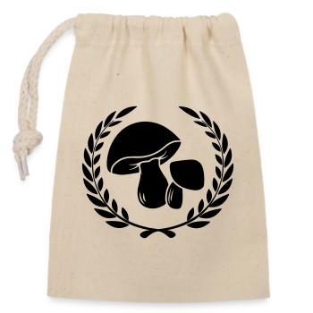 Mushrooms in laurel wreath - Closable cotton gift bag (14x20cm) - nature - Front