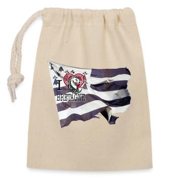 Flag i love brittany ermine tribal roiD - Closable cotton gift bag (14x20cm) - nature - Front