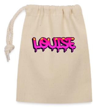 Graffiti Vorname Louise - Verschließbarer Geschenkbeutel aus Baumwolle (14x20cm) - Natur - Vorne
