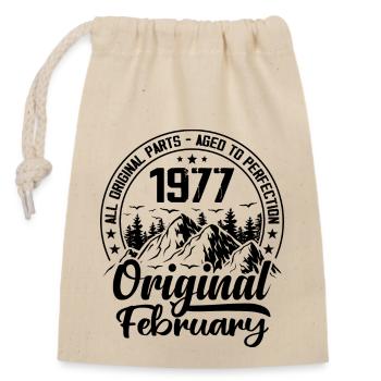 1977 Februar Original: 47 Jahre Geburtstagsgeschenk - Verschließbarer Geschenkbeutel aus Baumwolle (14x20cm) - Natur - Vorne