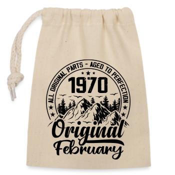 1970 February Original: 54 Years Birthday Gift - Closable cotton gift bag (14x20cm) - nature - Front