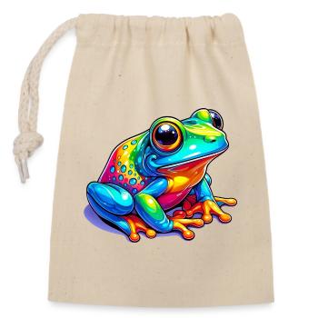 Frosch - Verschließbarer Geschenkbeutel aus Baumwolle (14x20cm) - Natur - Vorne