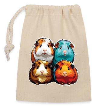 Four cute guinea pigs - Closable cotton gift bag (14x20cm) - nature - Front