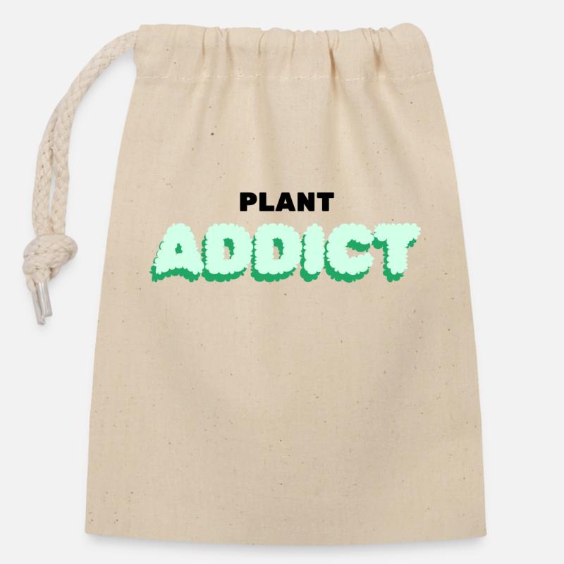 Plant addict - Closable cotton gift bag (14x20cm) - nature