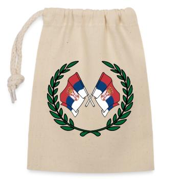 Drapeaux Serbie en couronne de laurier - Sac cadeau en coton avec cordon (14 x 20 cm) - nature - Devant