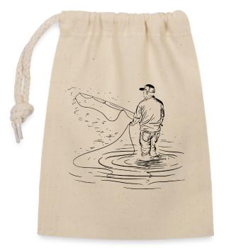 Fishing Drawing - Closable cotton gift bag (14x20cm) - nature - Front