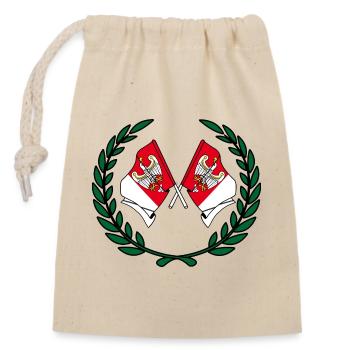 Flags Greater Poland laurel wreath - Closable cotton gift bag (14x20cm) - nature - Front