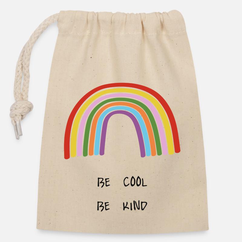 Be Cool Be Kind Becool Bekind Rainbow - Closable cotton gift bag (14x20cm) - nature