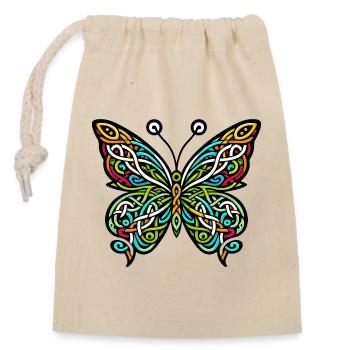 Schmetterling - Verschließbarer Geschenkbeutel aus Baumwolle (14x20cm) - Natur - Vorne