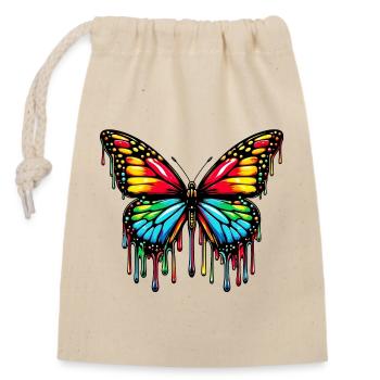 Schmetterling - Verschließbarer Geschenkbeutel aus Baumwolle (14x20cm) - Natur - Vorne