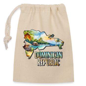 Watercolor Map Dominican Republic - Closable cotton gift bag (14x20cm) - nature - Front